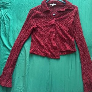 Rainbow Red Textured Button-Down Shirt